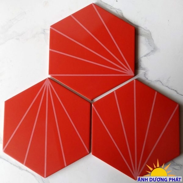Gạch lục giác 20×23 cm ốp bếp màu đỏ